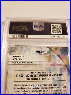 2024 Anthony Volpe Topps Finest Black Refractor Autograph #1/10 PSA 10 GEM MINT