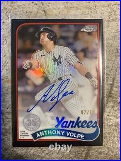 2024 Topps Chrome Anthony Volpe 1989 Topps Black Refractor Auto # /10 Yankees