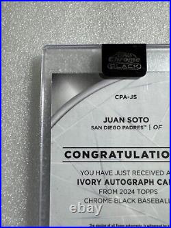 2024 Topps Chrome Black Ivory Autograph. CPA-JS. Juan Soto-OF-Padres-25/50