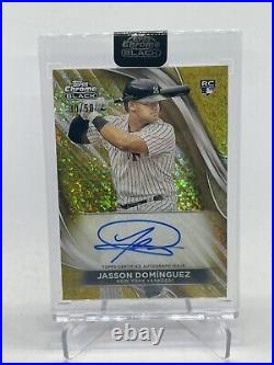 2024 Topps Chrome Black Jasson Dominguez Gold Mini Diamond Auto /50 NYY #CBA-JDO