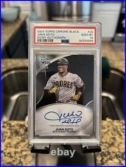 2024 Topps Chrome Black Juan Soto IVORY SP Autograph /50 Auto NY Yankees PSA 10