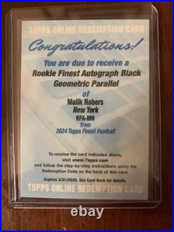 2024 Topps Finest Malik Nabers Auto Black Geometric Parallel Redemption