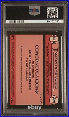 2024 Topps Series 1 JASSON DOMINGUEZ 1989 AUTO BLACK PARALLEL /199 RC PSA 8