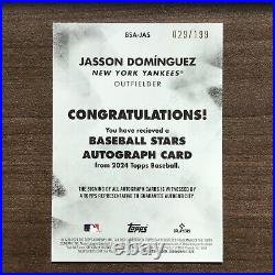 2024 Topps Series 1 Jasson Dominguez Baseball Stars Autograph Black #29/199