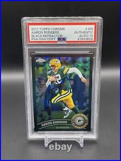 Aaron Rodgers Signed 2011 Topps Chrome /299 Black Refractor PSA Auto 10 Card 100