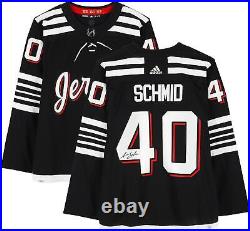 Akira Schmid New Jersey Devils Signed Black Alternate Adidas Authentic Jersey