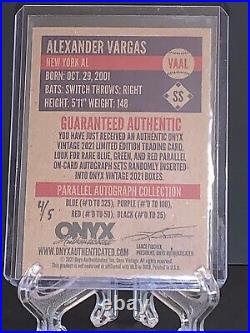 Alexander Vargas 2021 Onyx Vintage BLACK On Card AUTO New York Yankees #4/5