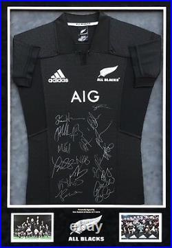 All Blacks New ZEALAND RUGBY TEAM SIGNED & FRAMED JERSEY AFTAL COA (MM)