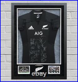 All Blacks New ZEALAND RUGBY TEAM SIGNED & FRAMED JERSEY AFTAL COA (MM)