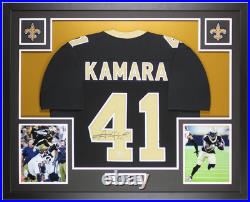 Alvin Kamara Autographed & Framed Black New Orleans Jersey Auto Beckett Cert