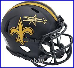 Alvin Kamara Autographed Saints Eclipse Black Mini Helmet Beckett Witness 224757