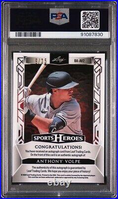 Anthony Volpe Auto 2024 Leaf Sports Heroes Autograph /35 PSA 8 Near Mint Yankees