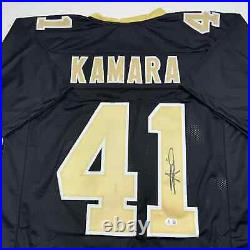 Autographed/Signed Alvin Kamara New Orleans Black Football Jersey Beckett BASCOA