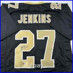 Autographed/Signed Malcolm Jenkins New Orleans Black Jersey Beckett BAS COA