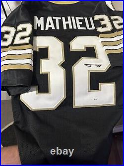 Autographed/Signed Tyrann Mathieu New Orleans Black Football Jersey JSA COA