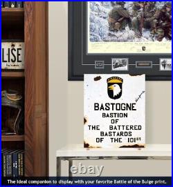 Bastogne'44 sign autographed by 101st Airborne paratrooper Vincent Speranza