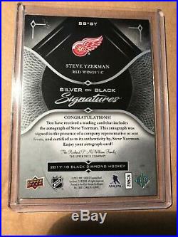 Black Diamond Silver on Black Stever Yzerman Autograph /10