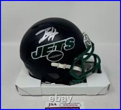 Breece Hall New York Jets Signed Autographed Mini Helmet BLACK ALT JSA