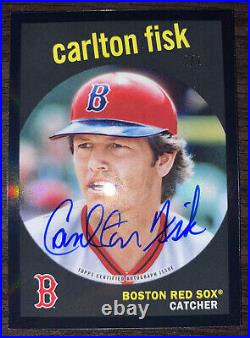 Carlton Fisk 2021 Tribute Auto 1/1 On Card Black Refractor Red Sox Hall of Fame