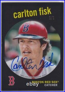 Carlton Fisk 2021 Tribute Auto 1/1 On Card Black Refractor Red Sox Hall of Fame