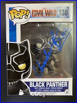 Chadwick Boseman signed Black Panther funko pop Marvel comics with COA autograph