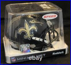 Chris Olave Autographed Saints Black Speed Mini Helmet Beckett Coa