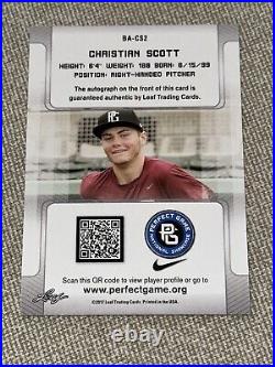 Christian Scott 2017 Leaf Perfect Game Autograph Black Card #1/1 Mets Gators