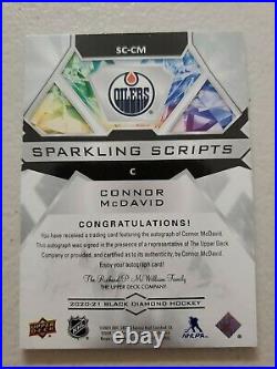 Connor Mcdavid 2020-21 UD Black Diamond Sparkling Scripts Auto #SC-CM Oilers