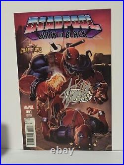 DEADPOOL SIGNED BY THE GREAT STAN LEE BACK IN BLACk #1 NEW COND. COA ONE OF KIND