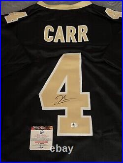 DEREK CARR Signed NEW ORLEANS SAINTS NFL BLACK CUSTOM JERSEY COA Auto