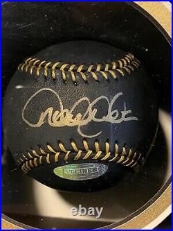 DEREK JETER Framed Photo & Signed Baseball Black Leather Ball Autographed HOF