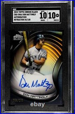 Don Mattingly 2022 Topps Chrome Black Refractor -Autographs /150 SGC 10/10