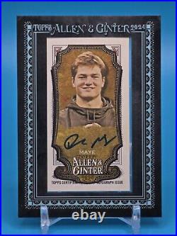 Drake Maye SSP RC Auto 2024 Allen & Ginter Framed Mini Autograph Black #/25