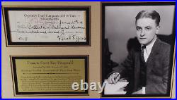 F. Scott Fitzgerald Signed Check To IRS Framed Display Author JSA Authenticated