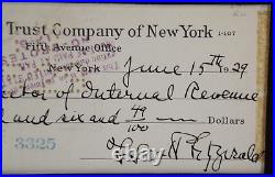 F. Scott Fitzgerald Signed Check To IRS Framed Display Author JSA Authenticated