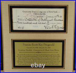 F. Scott Fitzgerald Signed Check To IRS Framed Display Author JSA Authenticated