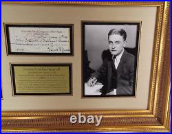 F. Scott Fitzgerald Signed Check To IRS Framed Display Author JSA Authenticated