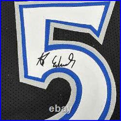 Framed Facsimile Autographed Anthony Edwards 35x39 Minn Black Reprint Jersey