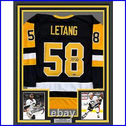 Framed Facsimile Autographed Kris Letang 35x39 Pittsburgh Black Reprint Jersey