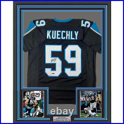 Framed Facsimile Autographed Luke Kuechly 35x39 Carolina Black Reprint Laser Aut