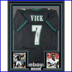 Framed Facsimile Autographed Michael Mike Vick 35x39 Philly Black Reprint Jersey