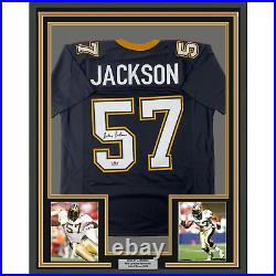 Framed Facsimile Autographed Rickey Jackson 33x42 Black Reprint Laser Jersey