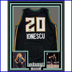 Framed Facsimile Autographed Sabrina Ionescu 35x39 New York Black Reprint Jersey