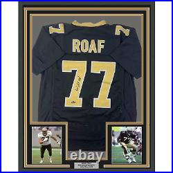 Framed Facsimile Autographed Willie Roaf 35x39 New Orleans Black Reprint Jersey