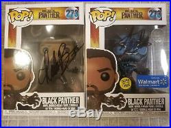 Funko pop! Black panther Set #273 Autographed(Chadwick BOSEMAN)(Stan Lee)+COA