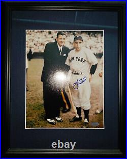 HOF Framed Yogi Berra & Babe Ruth 8x10 Black White Autographed Photo Steiner COA