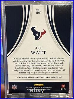 JJ WATT 2016 Panini Immaculate Eye Black # /25 Auto Texans No. JJW