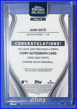 JUAN SOTO /25 AUTO on card, 2023 Topps Chrome, Black Ivory Gold Trim Yankees