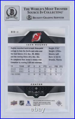 Jack Hughes Devils Signed 2020-21 Upper Deck Black Diamond #BD-1 BAS 9/10 Card