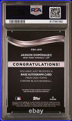 Jasson Dominguez 2024 Topps Chrome Black #CBA-JDO Green Rookie Auto /99 PSA 9